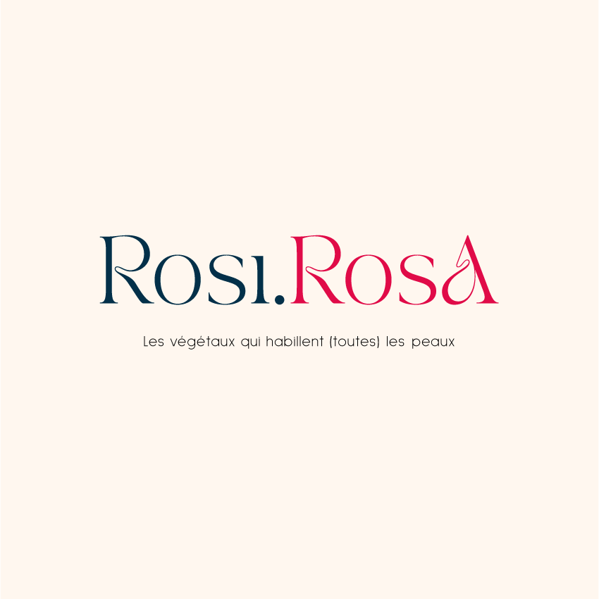 Logo Rosi Rosa sur fond beige, bijouterie artisanale végétale et inclusive