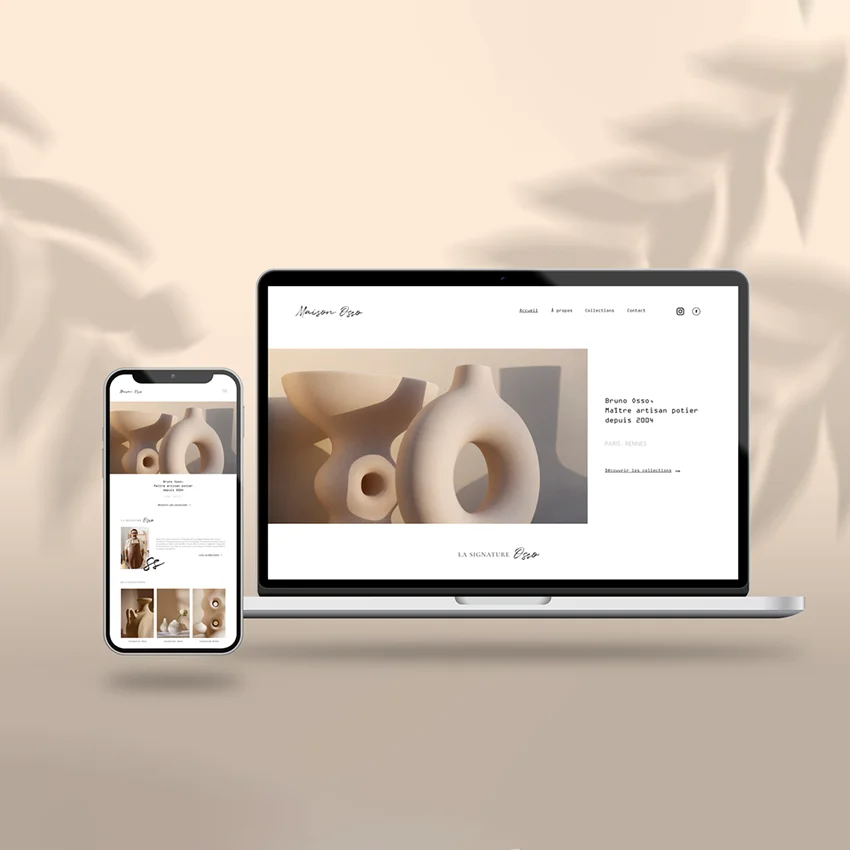 Site internet ordinateur et mobile pour une marque de creation ceramique