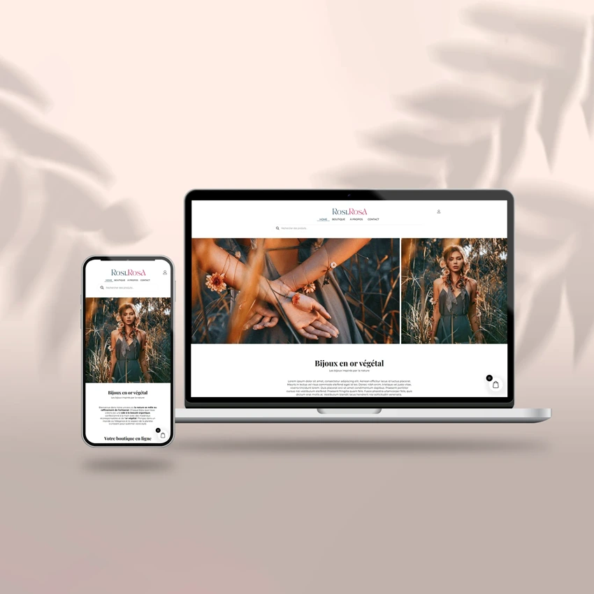 Site internet ordinateur et mobile pour une marque de bijoux en or végétal