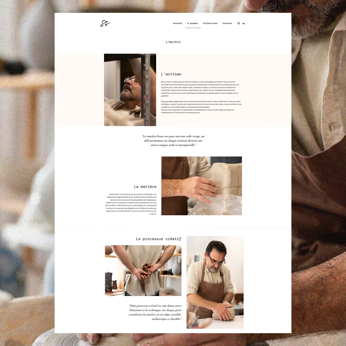 Exemple de page a propos site artisan